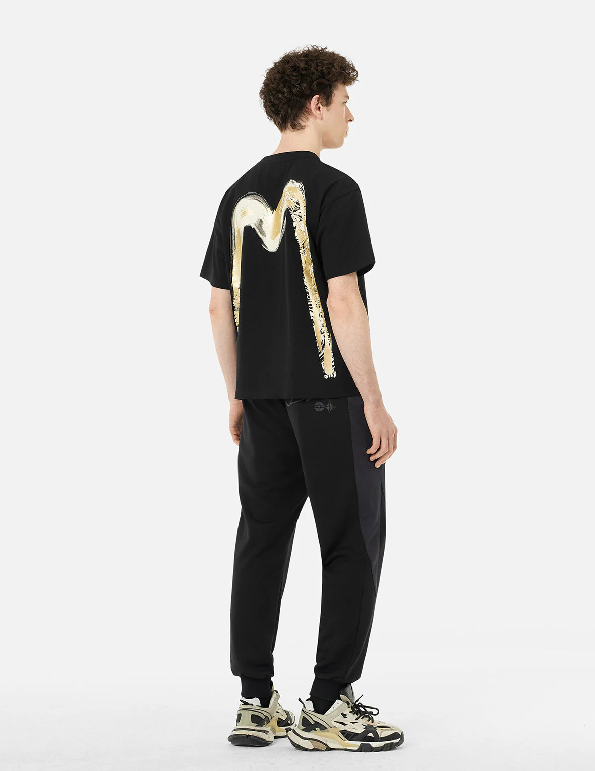 Panel Blocking with Colorful Logo Print Relax Fit Sweatpants - Image 4
