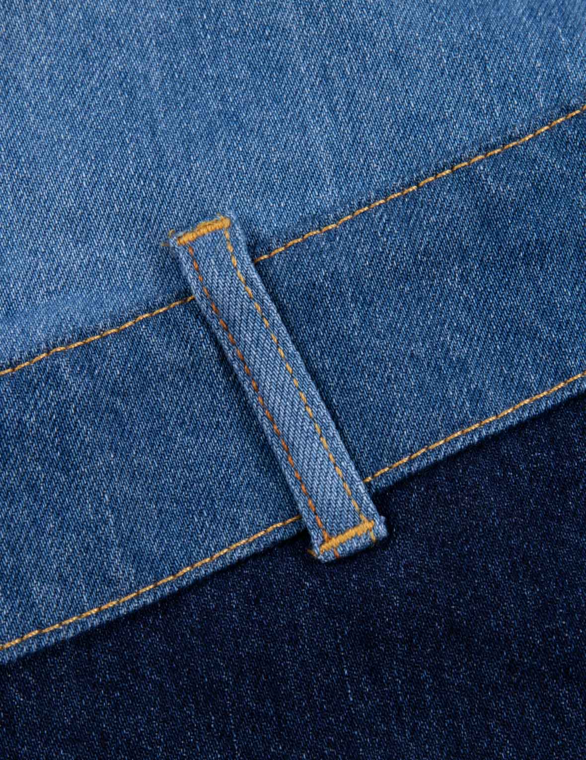 Patchwork with Seagull Embroidery Relax Fit Denim Shirt - Image 9