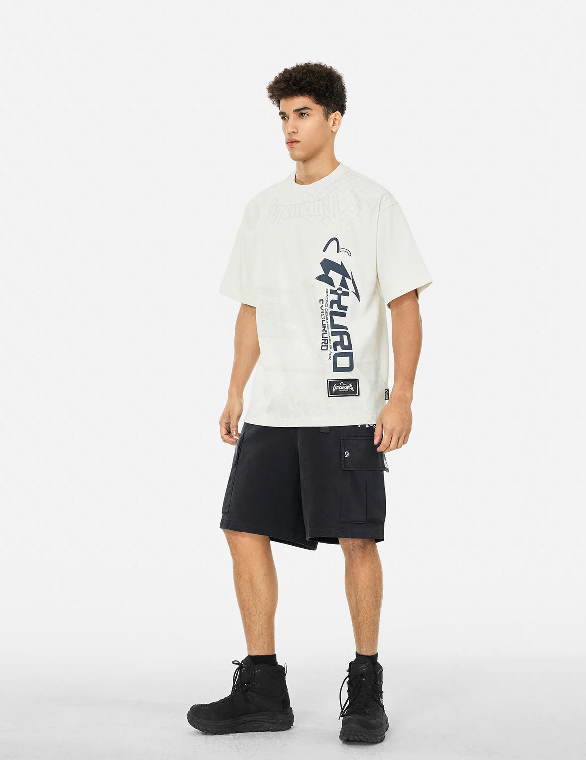 Pigment Dye Wash Seagull Embroidery Relax Fit Shorts - Image 3