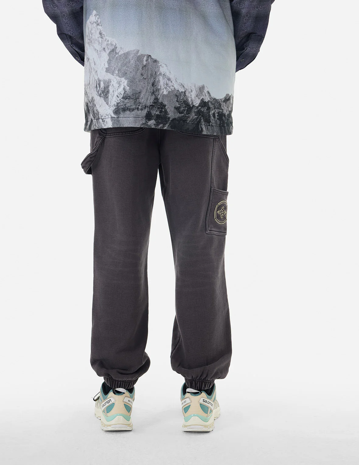 Pigment Dyed Logo and Kamon Embroidery Relax Fit Sweatpants - Image 4