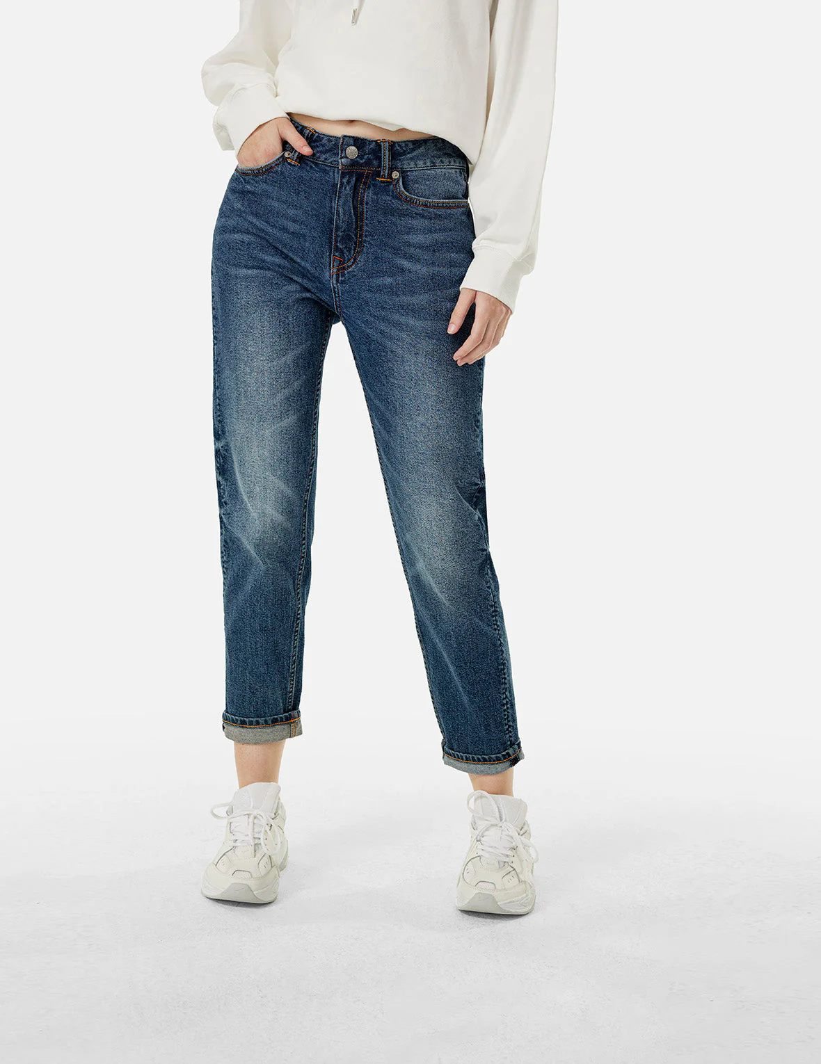 Pixel Seagull Embroidery Relax Jeans - Image 6