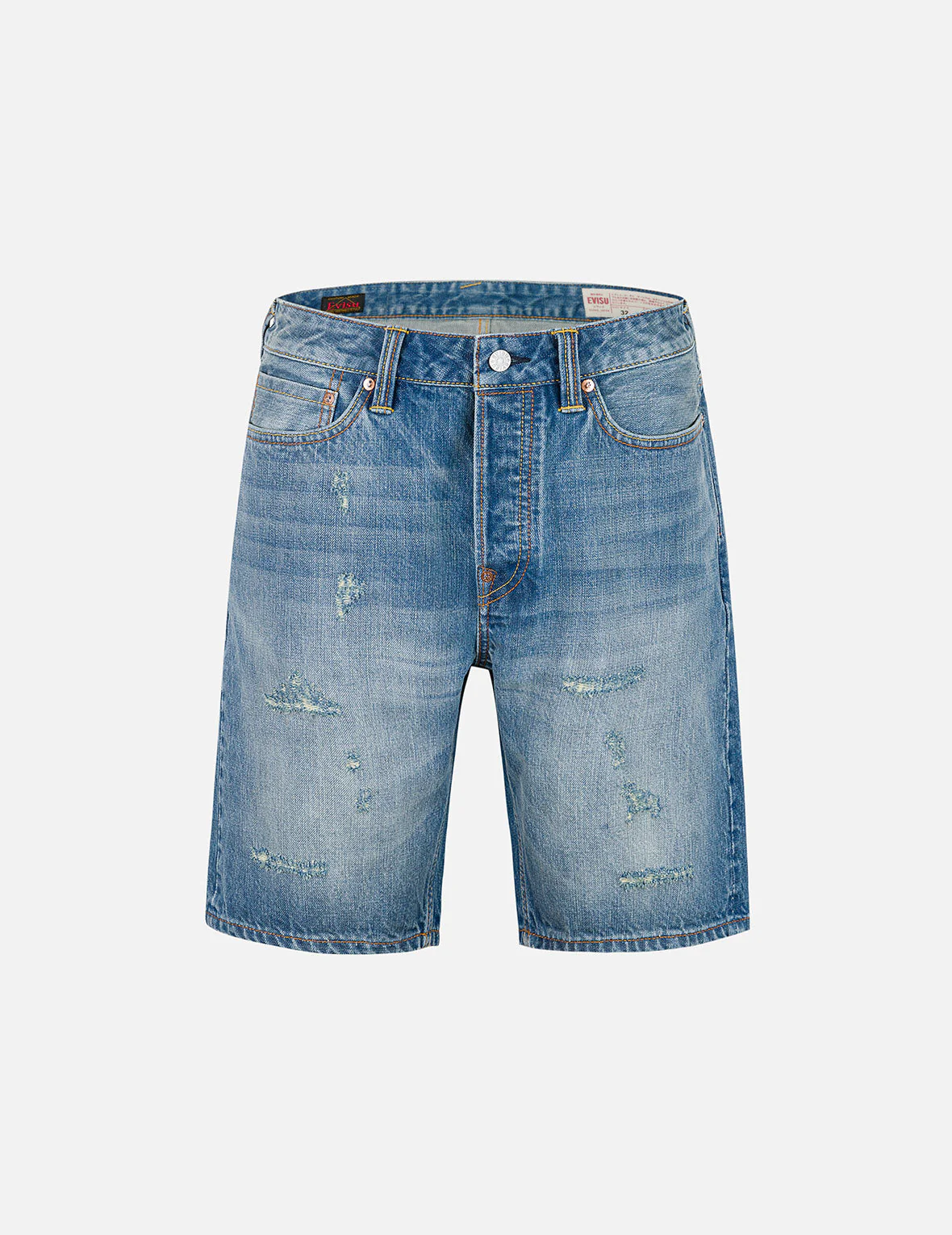 Playful Seagull and The Great Wave Print Regular Fit Denim Shorts - Image 2
