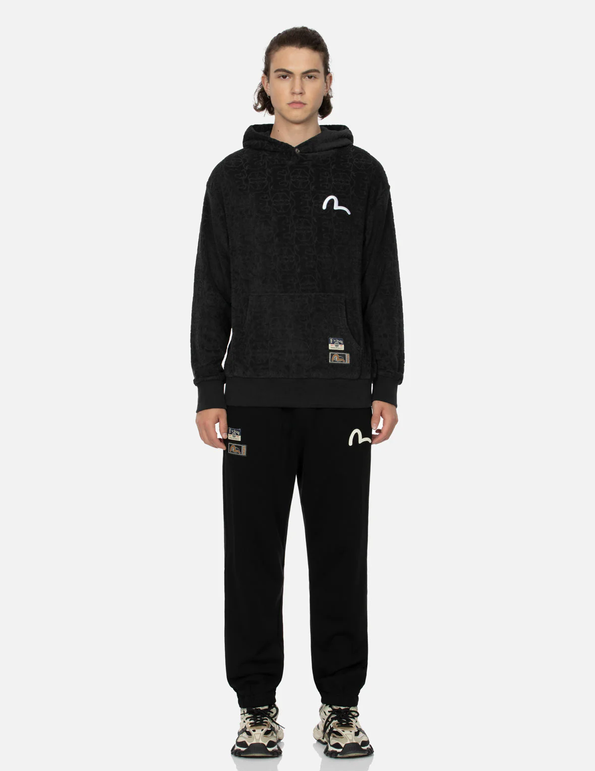 Pocket-shaped Daruma and Seagull Print Straight Fit Sweatpants - Image 6