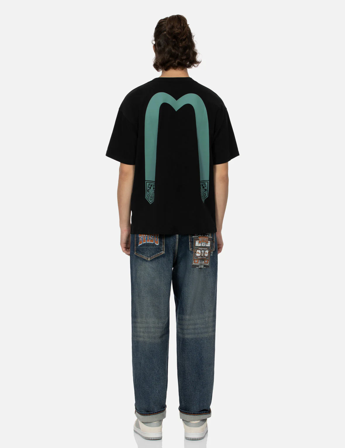 Pocket-shaped Daruma Daicock Print Relax Fit T-shirt - Image 5