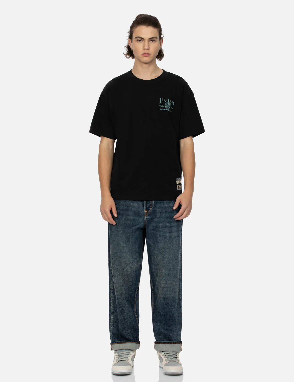 Pocket-shaped Daruma Daicock Print Relax Fit T-shirt - Image 6