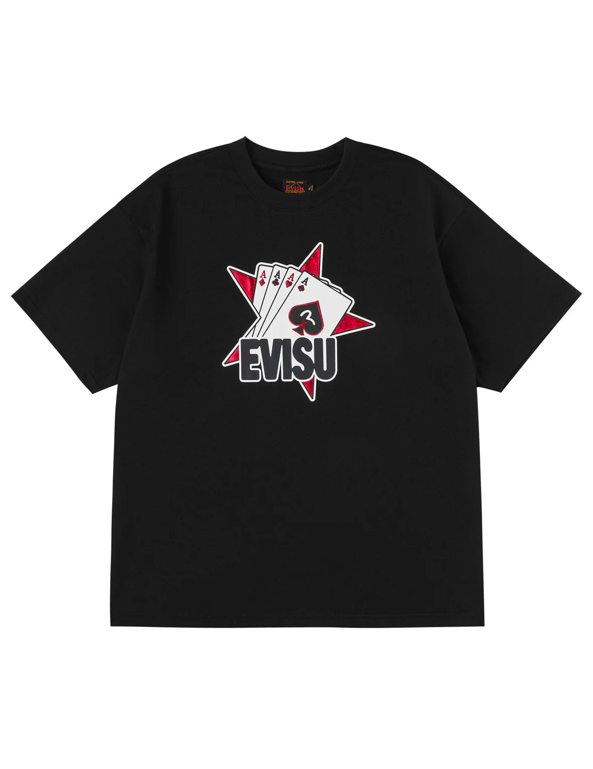 Poker Aces and Flocked Star T-shirt - Black - Image 13