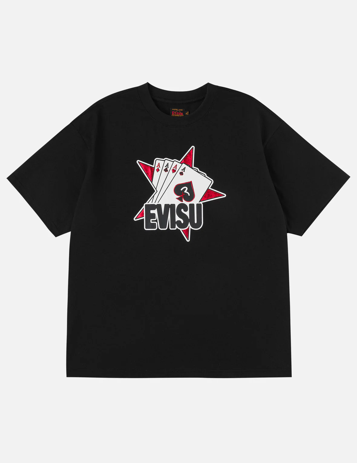 Poker Aces and Flocked Star T-shirt - Black - Image 3