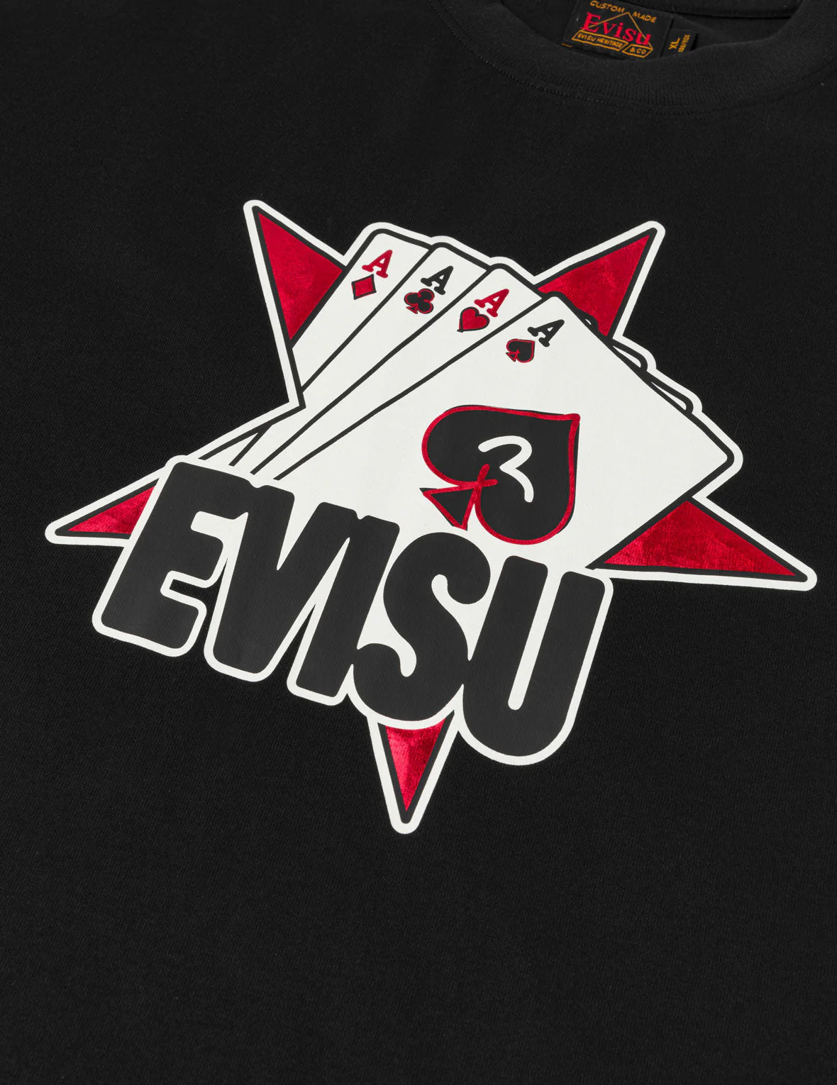 Poker Aces and Flocked Star T-shirt - Black - Image 7