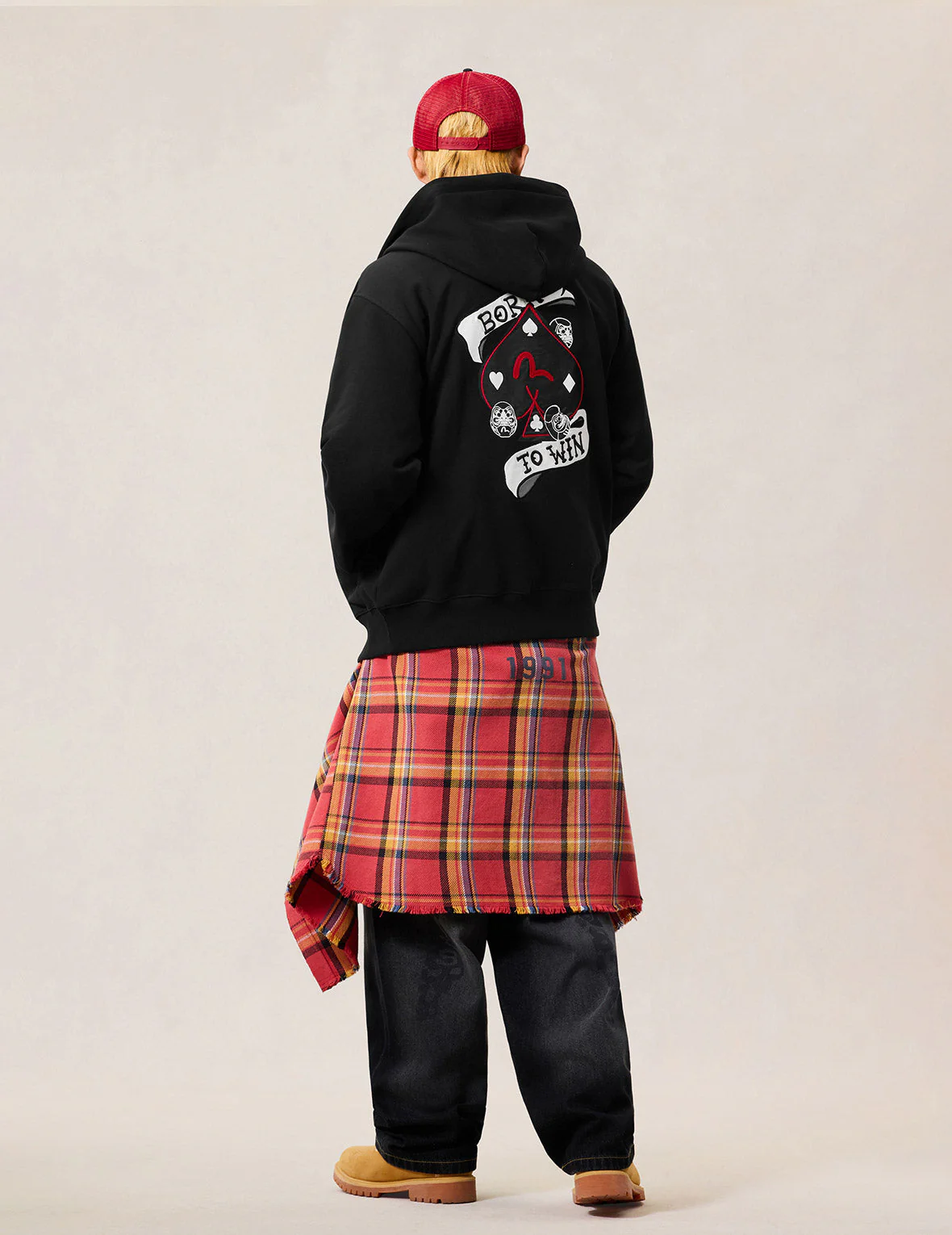Poker Spade Embroidery Zip-up Hoodie - Black - Image 14