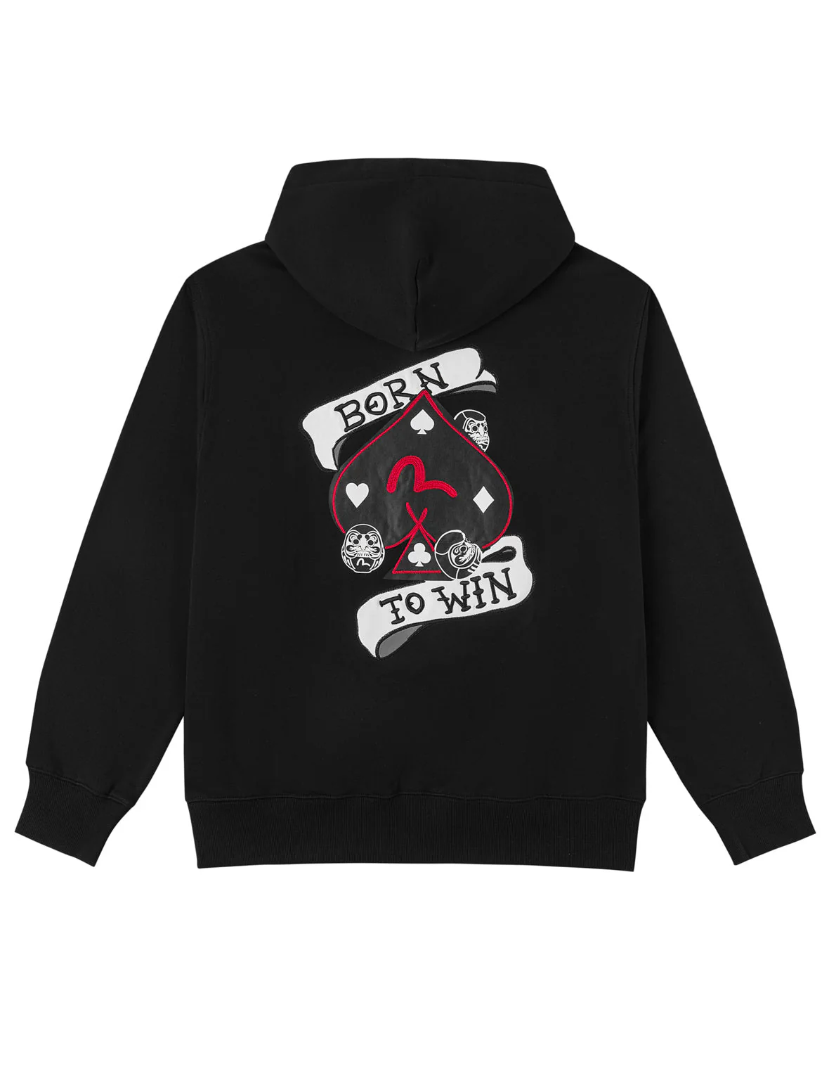 Poker Spade Embroidery Zip-up Hoodie - Black - Image 15