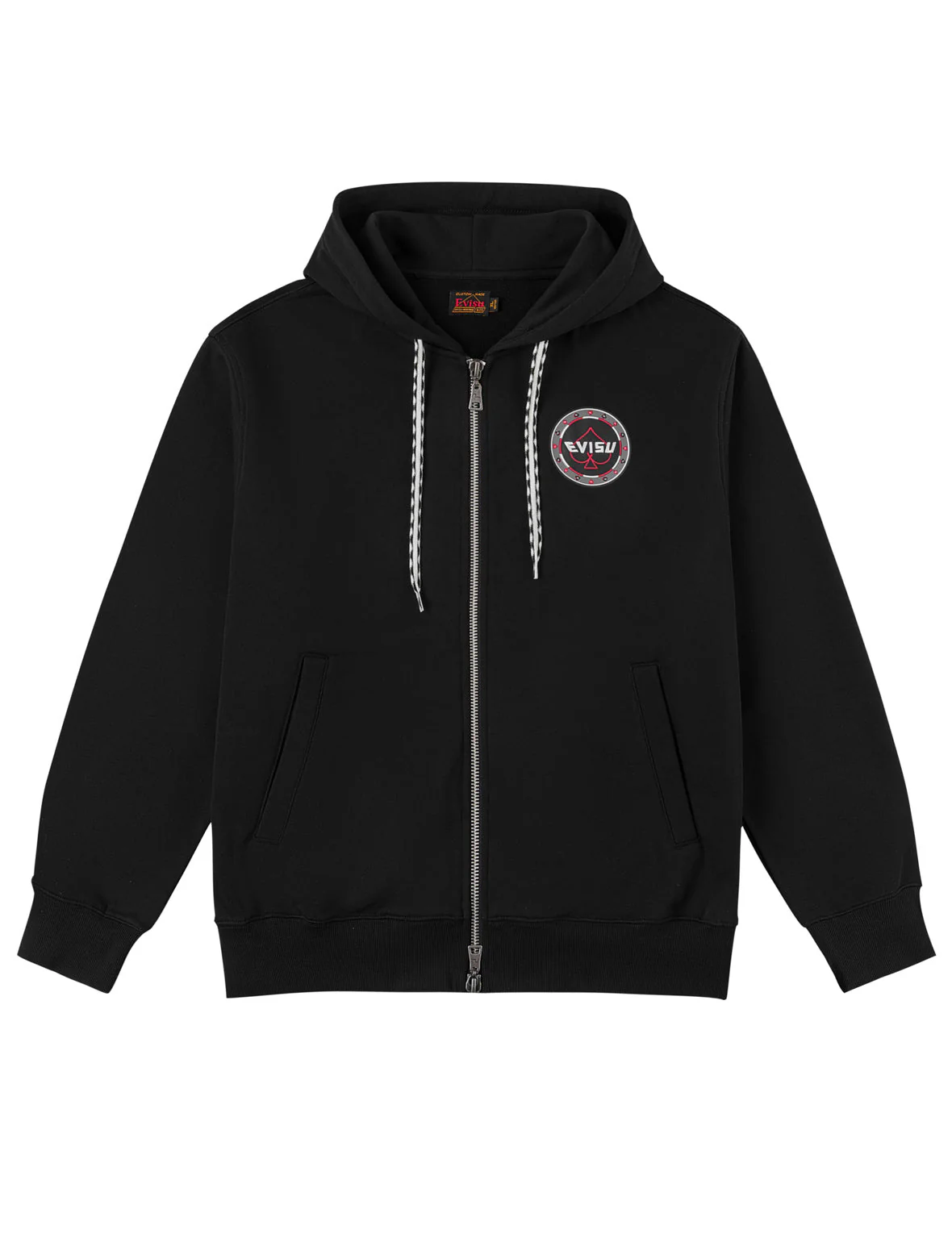 Poker Spade Embroidery Zip-up Hoodie - Black - Image 2