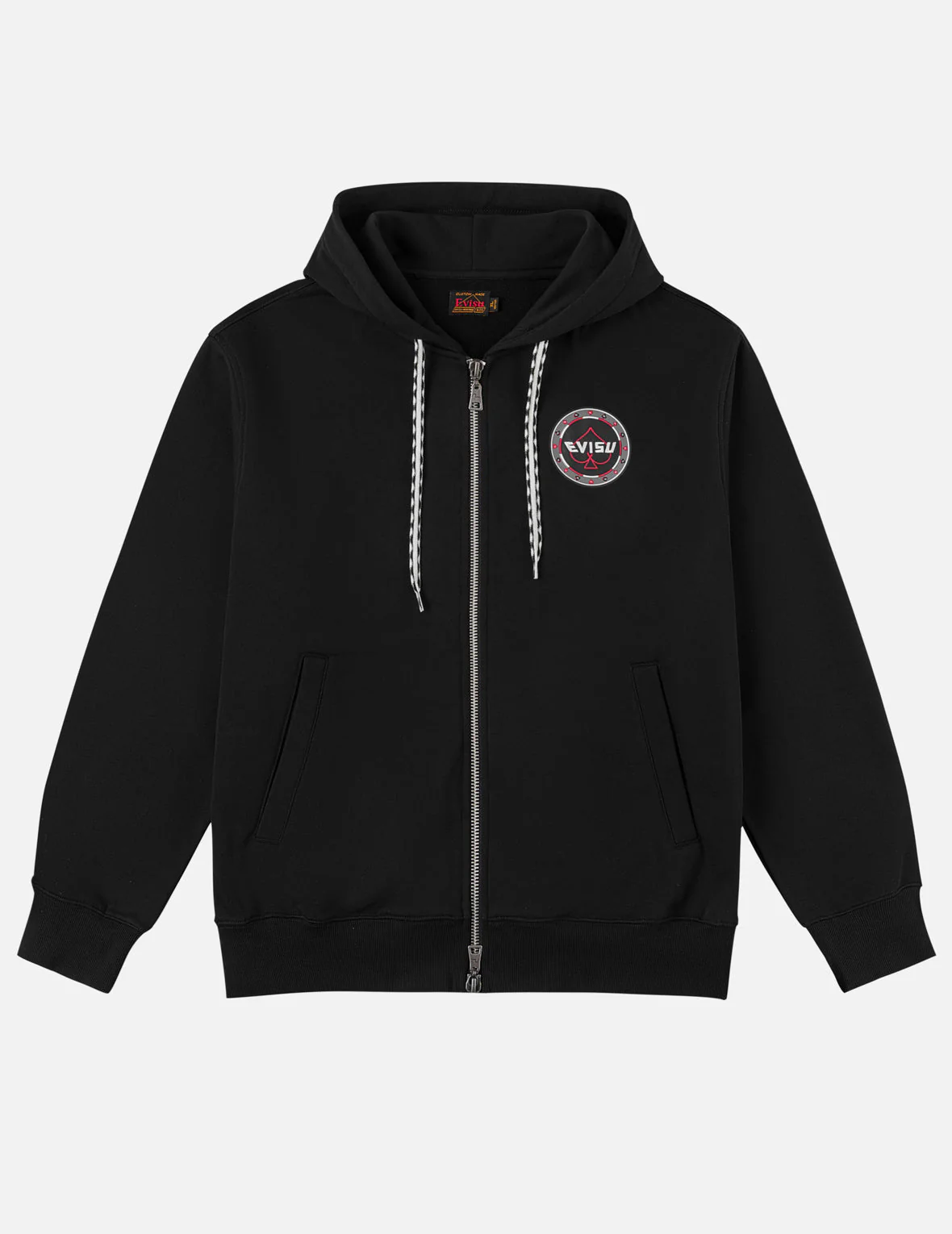 Poker Spade Embroidery Zip-up Hoodie - Black - Image 4
