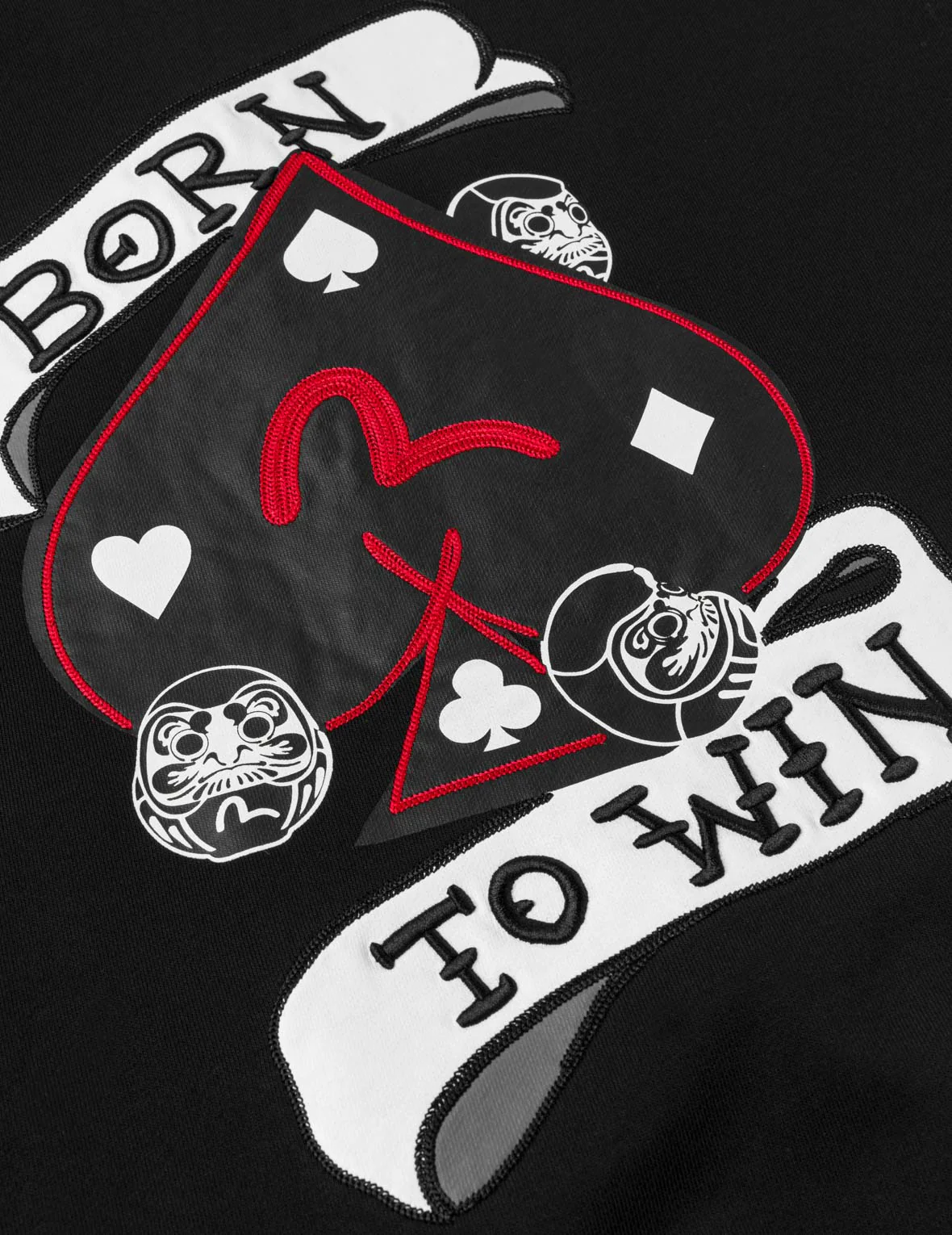 Poker Spade Embroidery Zip-up Hoodie - Black - Image 7