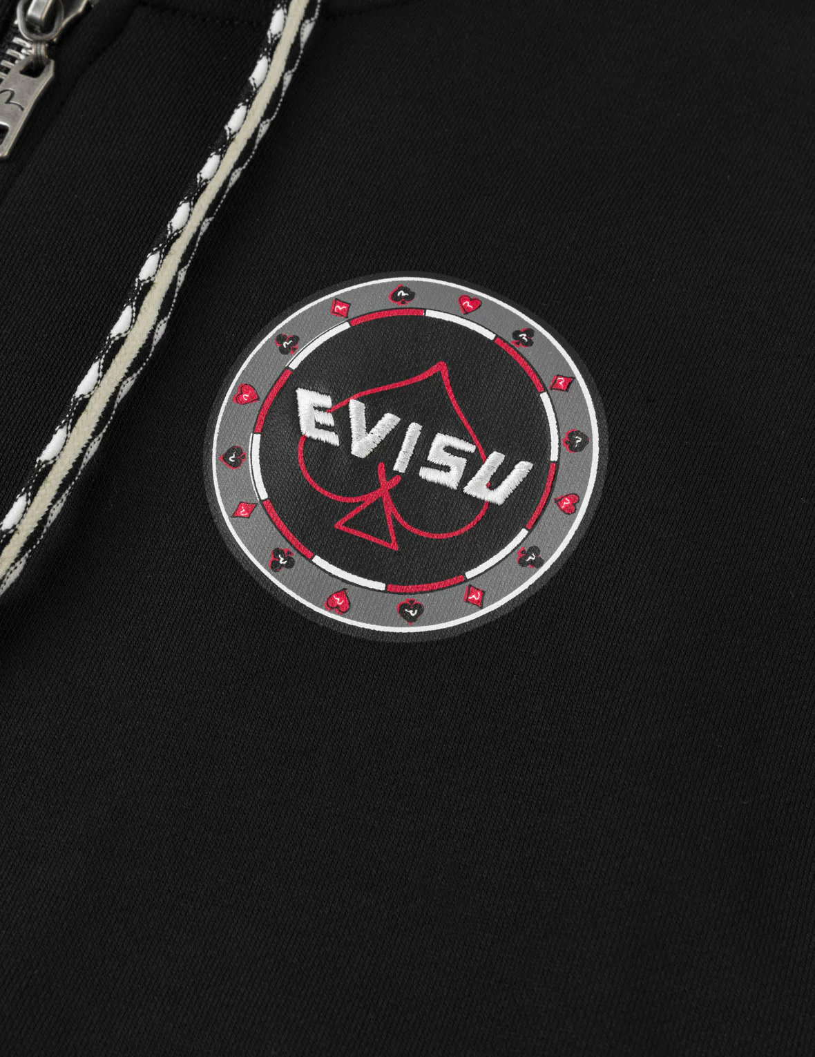 Poker Spade Embroidery Zip-up Hoodie - Black - Image 8