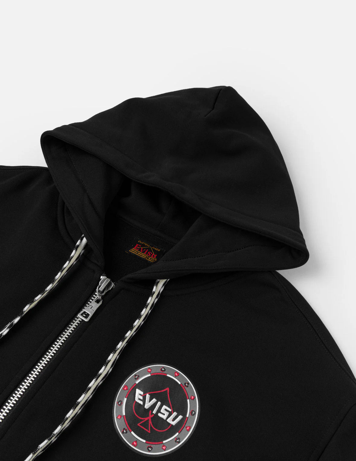 Poker Spade Embroidery Zip-up Hoodie - Black - Image 9