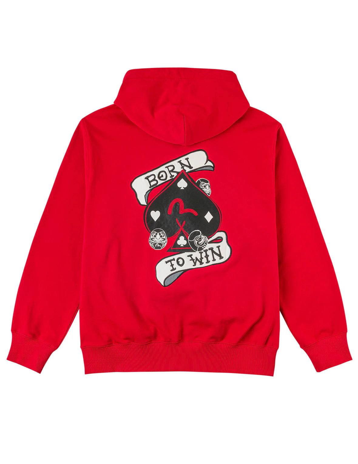 Poker Spade Embroidery Zip-up Hoodie - Red - Image 14