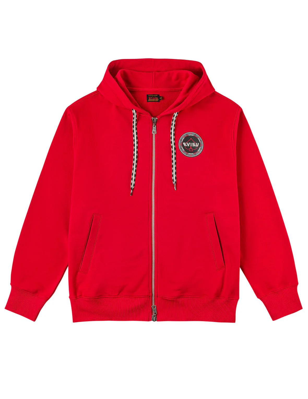 Poker Spade Embroidery Zip-up Hoodie - Red - Image 2