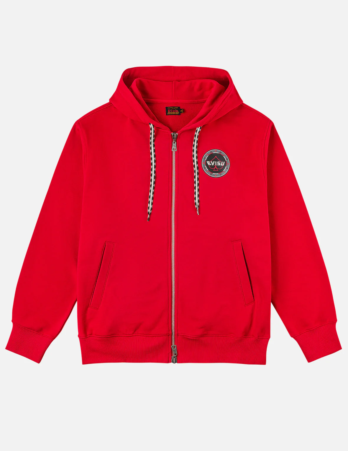 Poker Spade Embroidery Zip-up Hoodie - Red - Image 4