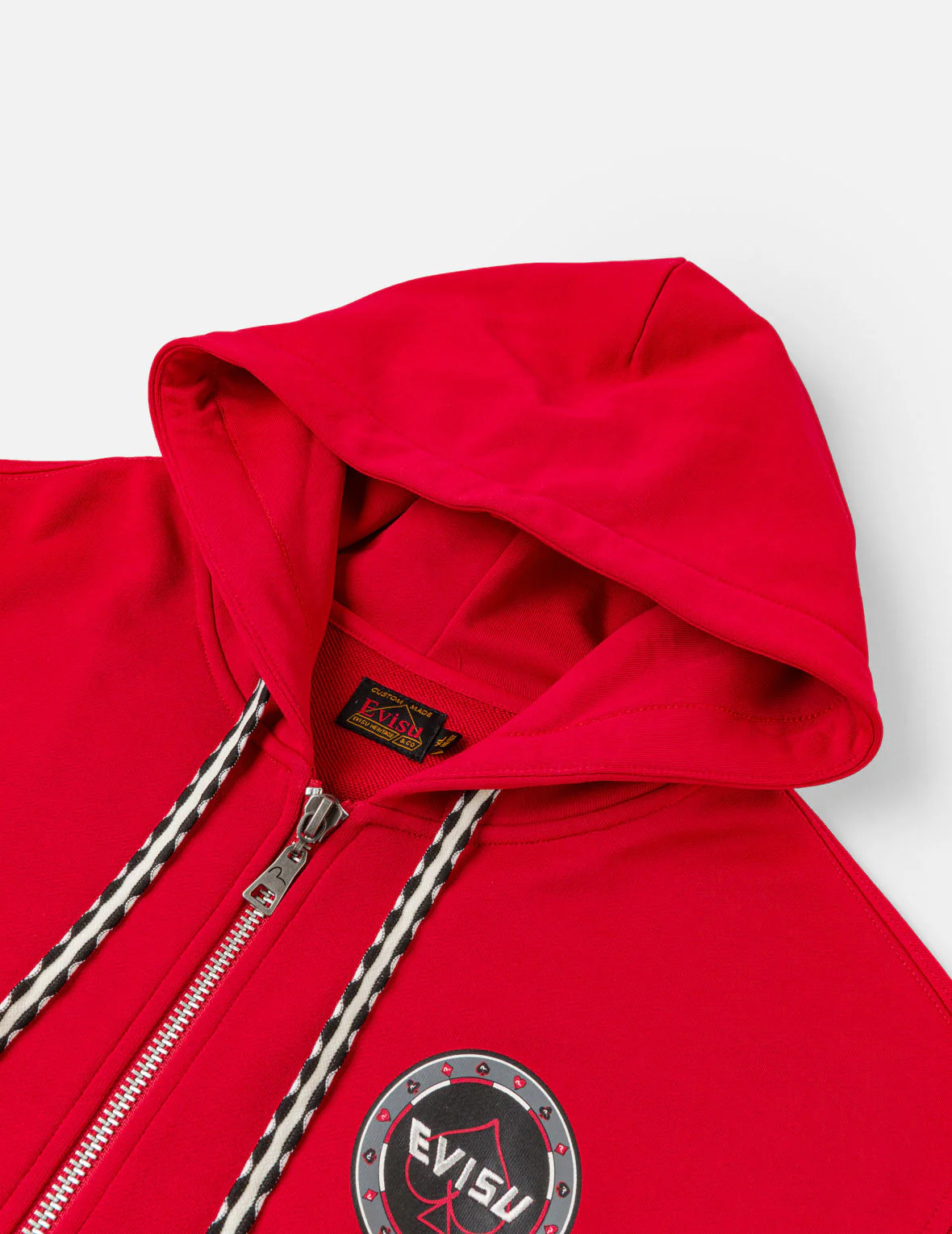 Poker Spade Embroidery Zip-up Hoodie - Red - Image 8