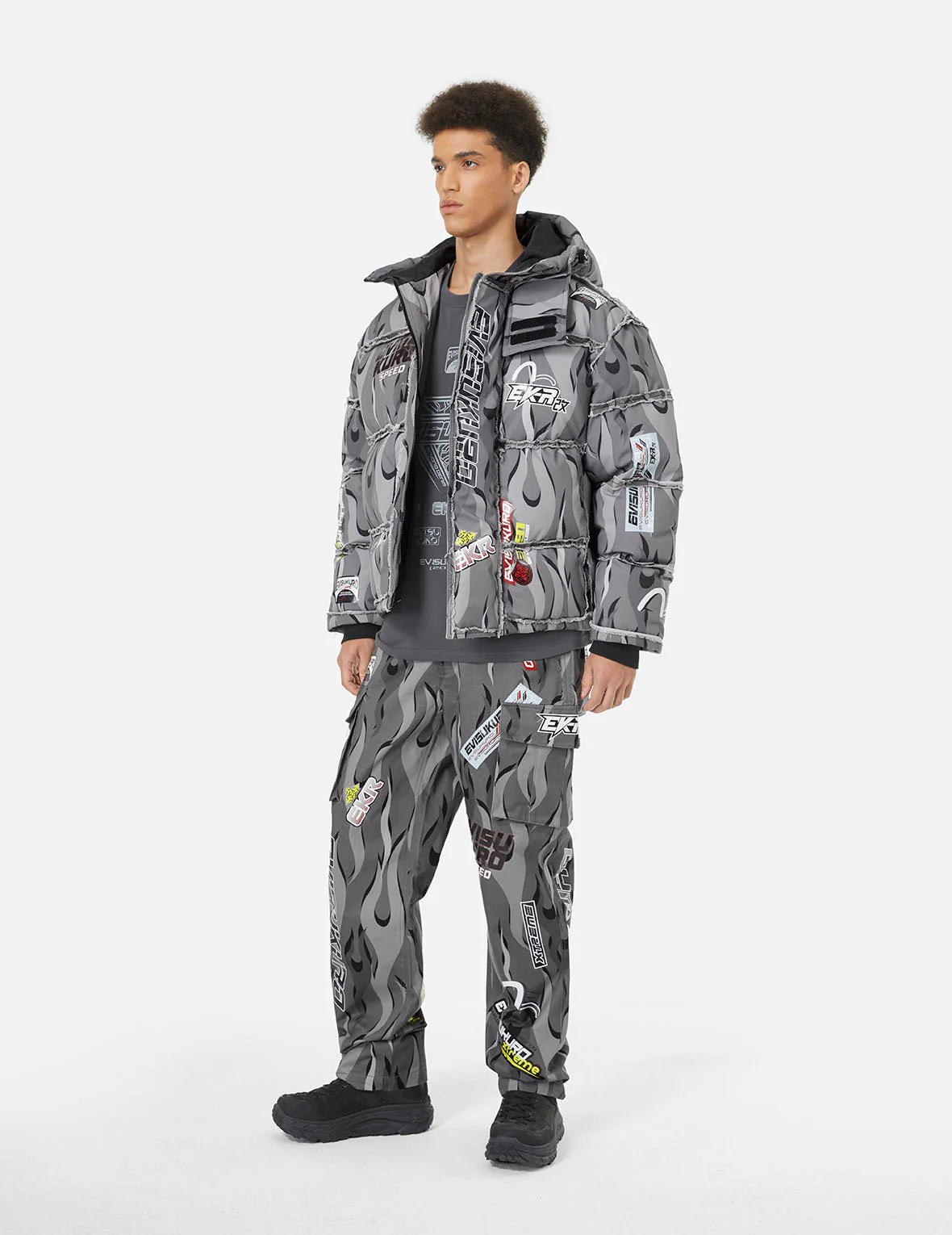 Racing Camouflage Wide-leg Cargo Pants - Image 3