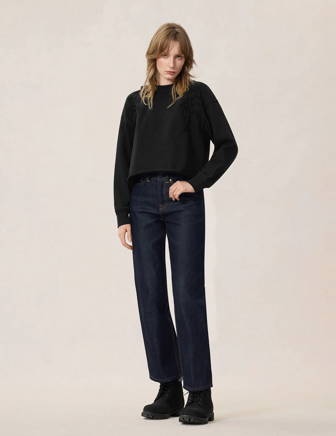 Reversed Fabric Patched Sweatshirt - Image 7