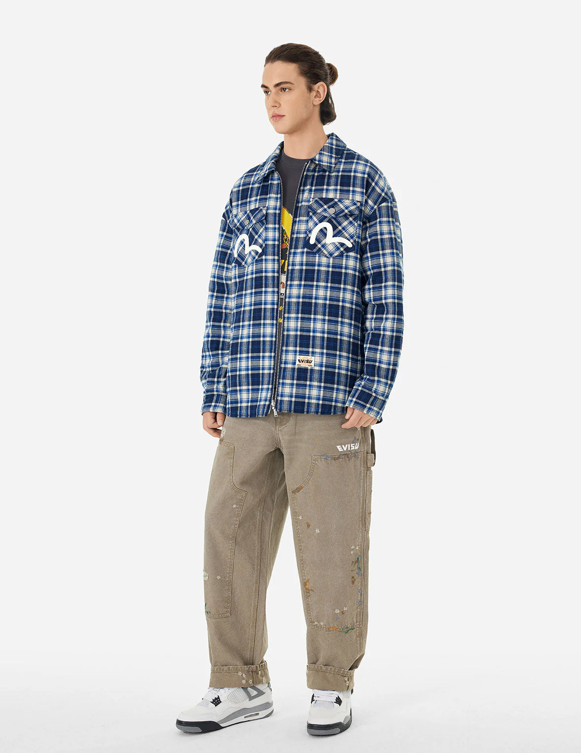 Reversible with Seagull Print Loose Fit Shirt Jacket - Image 3
