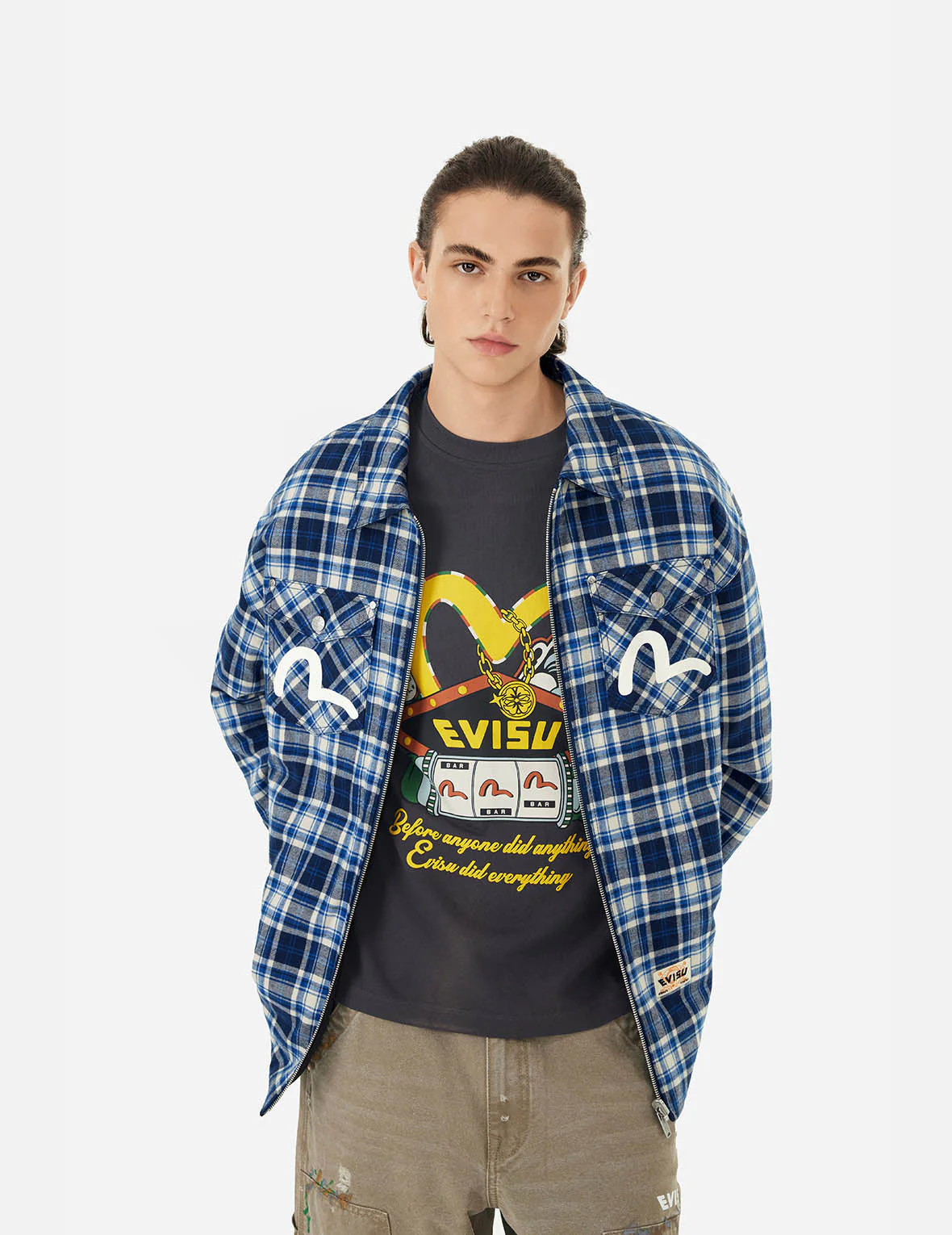 Reversible with Seagull Print Loose Fit Shirt Jacket - Image 5