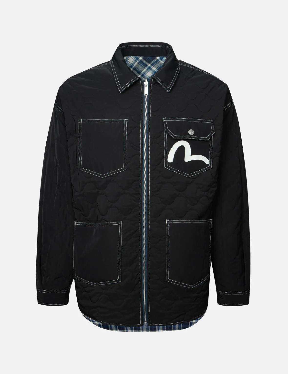 Reversible with Seagull Print Loose Fit Shirt Jacket - Image 7