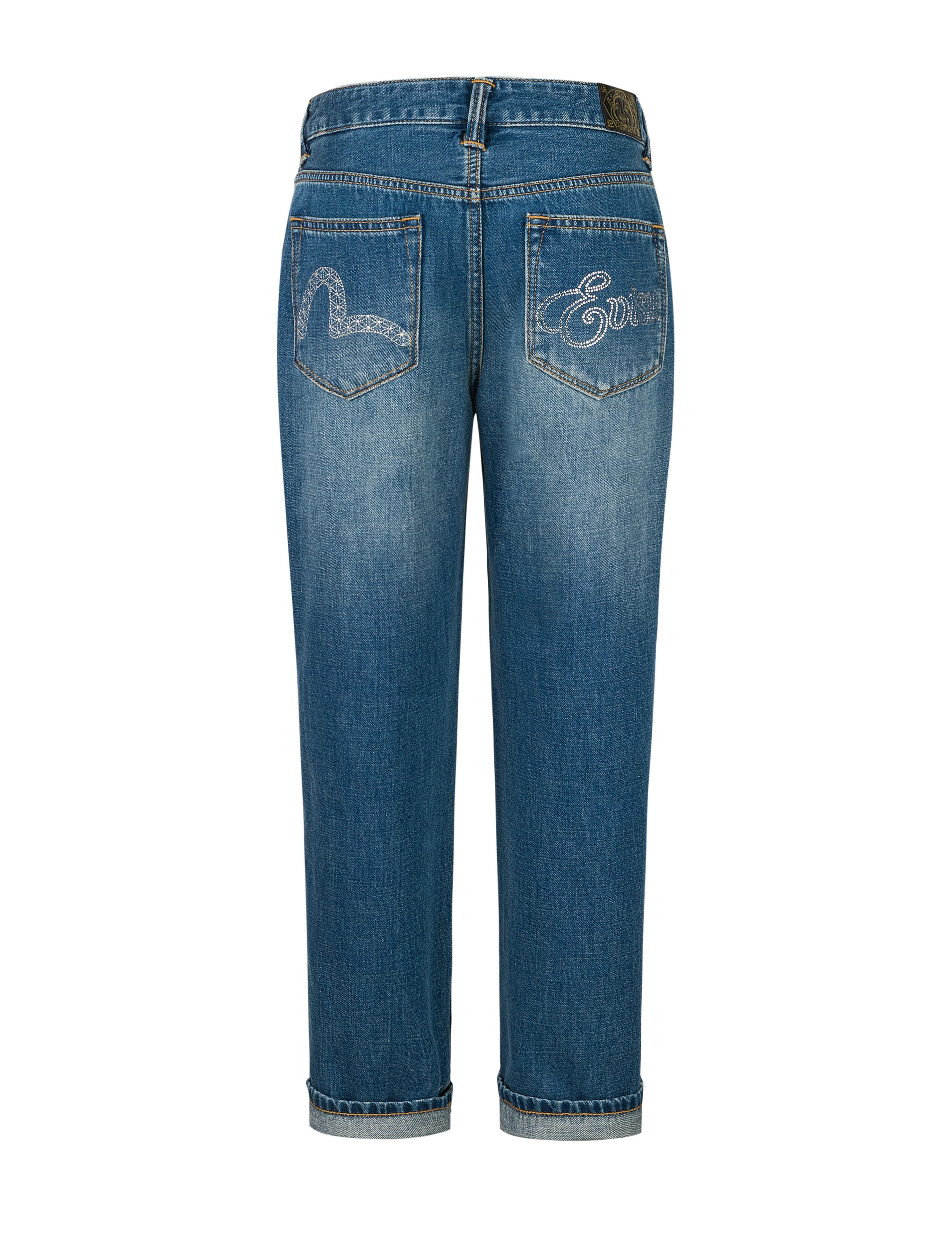 Rhinestone Logo and Seagull Print Boyfriend Jeans - Image 12