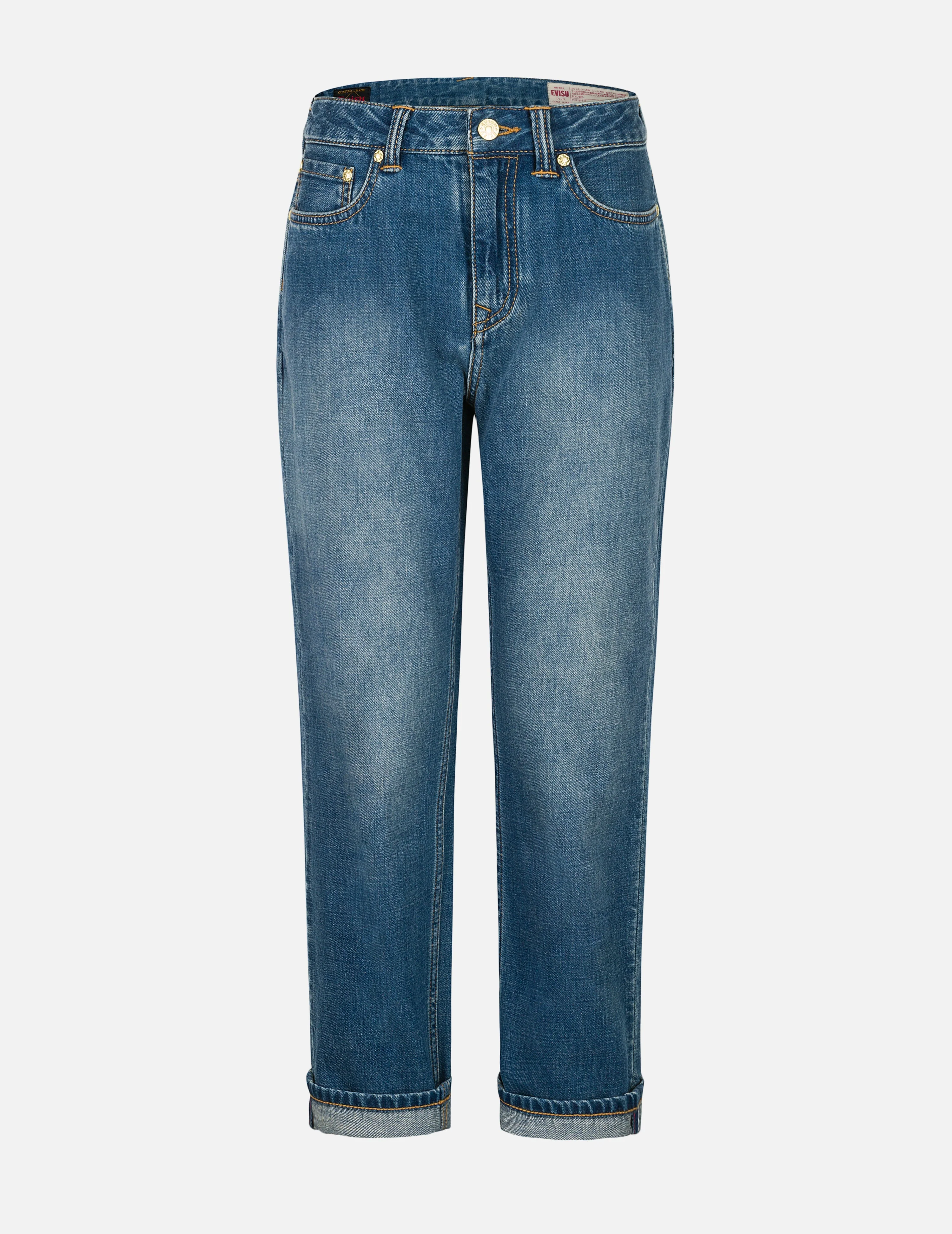 Rhinestone Logo and Seagull Print Boyfriend Jeans - Image 2