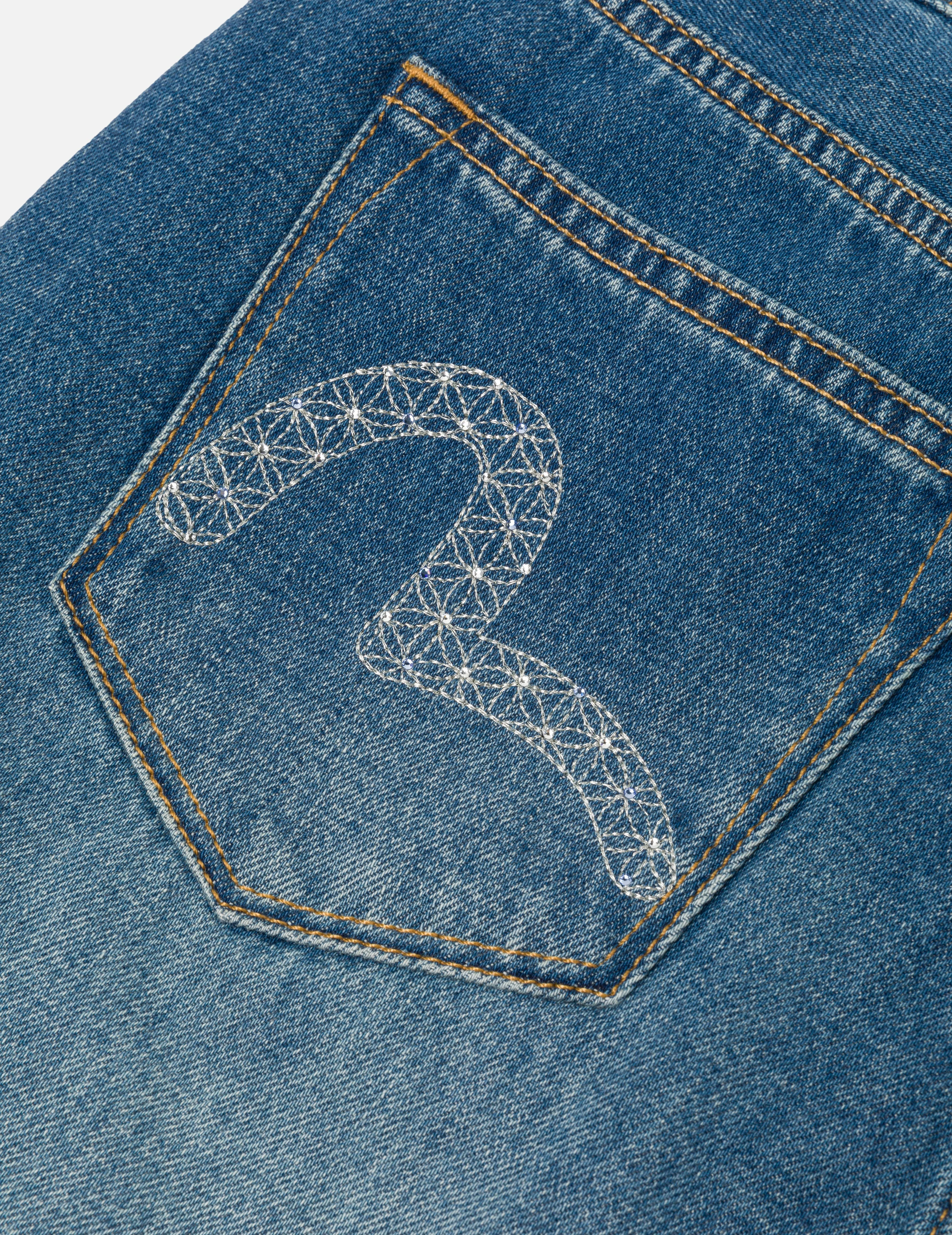 Rhinestone Logo and Seagull Print Boyfriend Jeans - Image 6