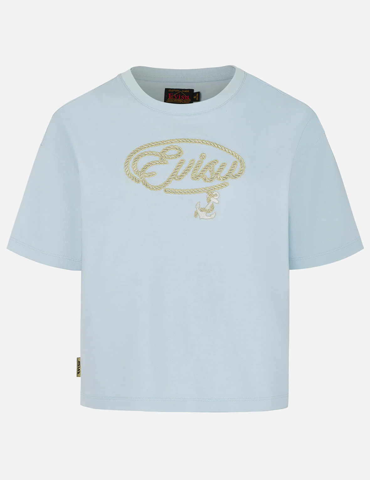 Rope Twist Logo and Anchor Embroidery Cropped T-Shirt