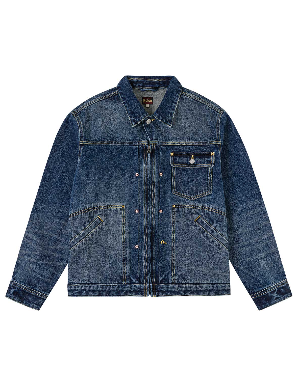 Sand Washed Crocodile Print Denim Jacket - Image 2