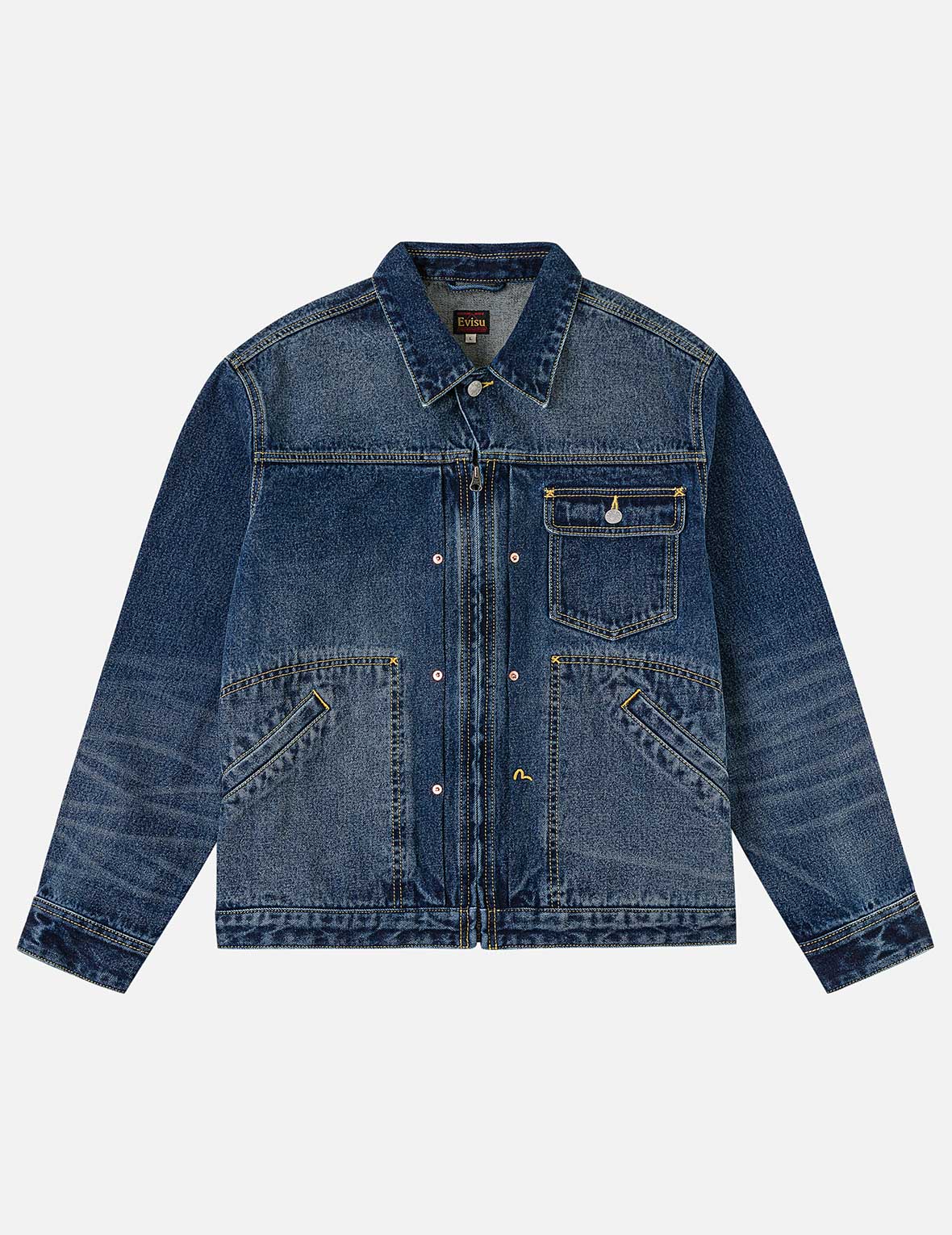 Sand Washed Crocodile Print Denim Jacket - Image 4