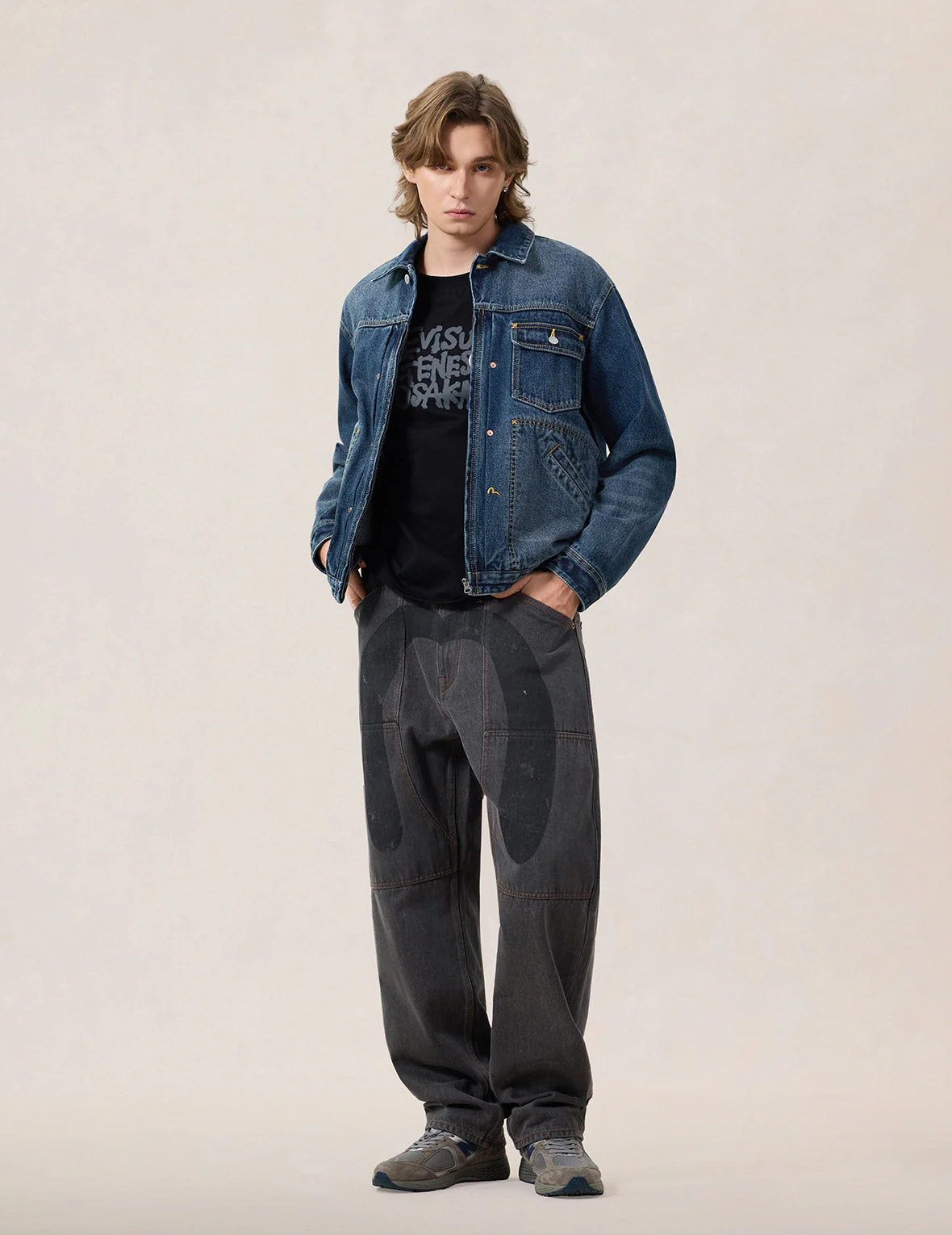 Sand Washed Crocodile Print Denim Jacket - Image 5