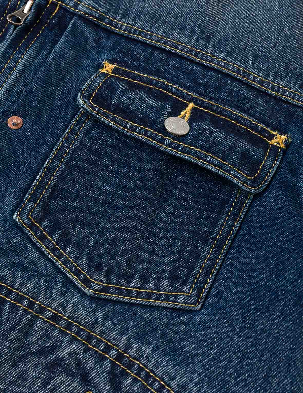 Sand Washed Crocodile Print Denim Jacket - Image 8
