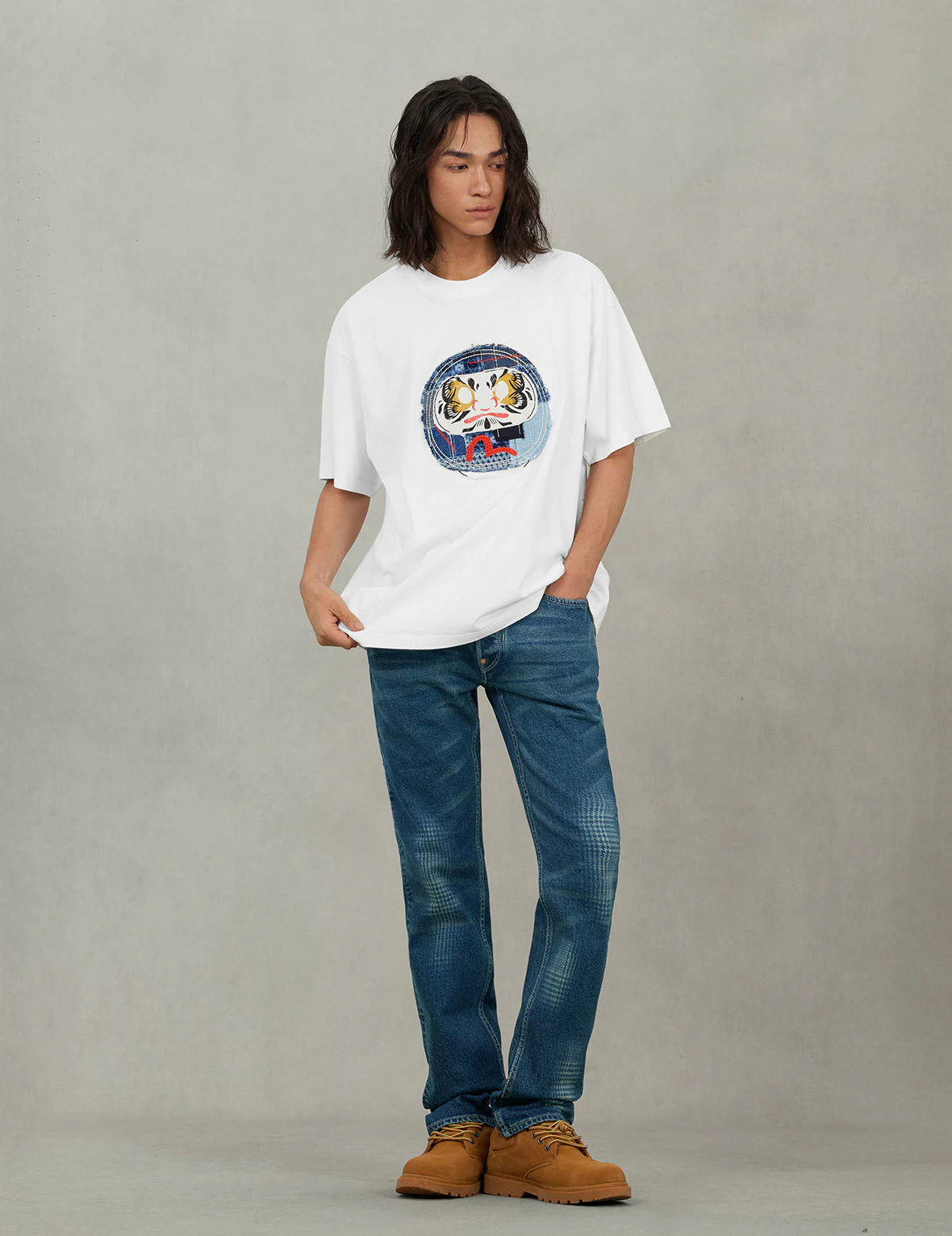 Sashiko Daruma and Seagull Relax Fit T-Shirt - Image 13