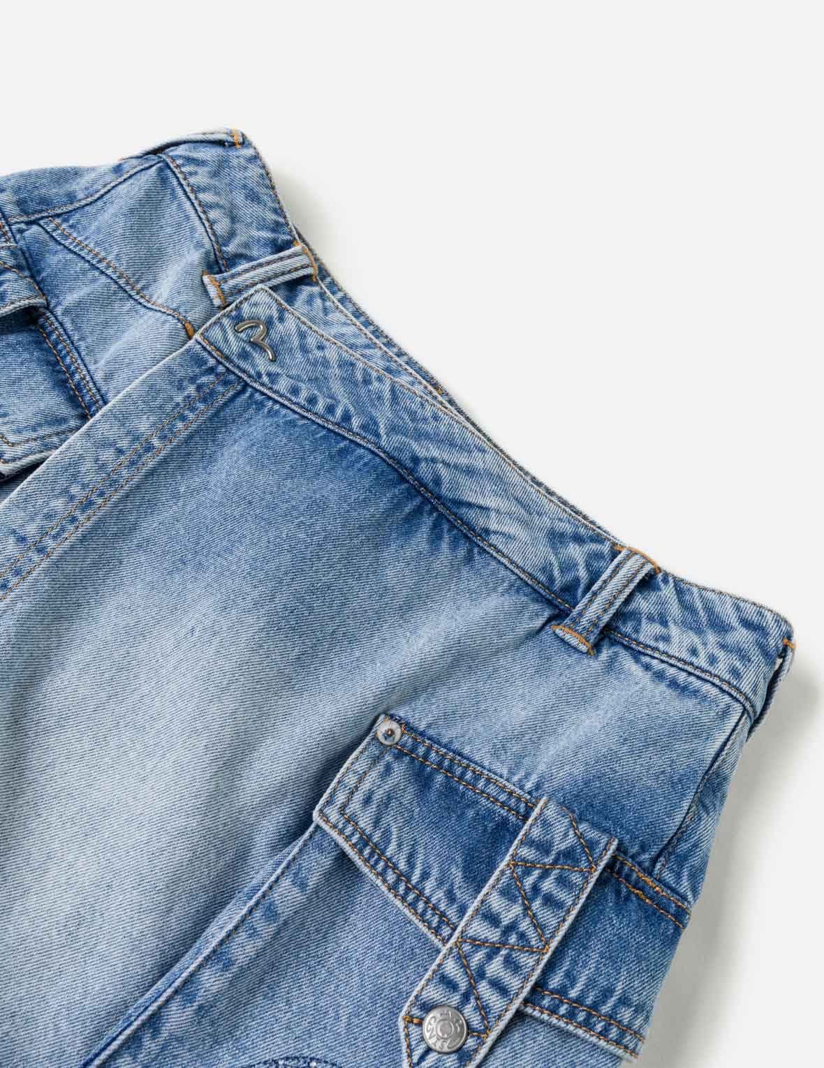Sashiko Seagull with Rhinestones Cargo Denim Skort - Image 10