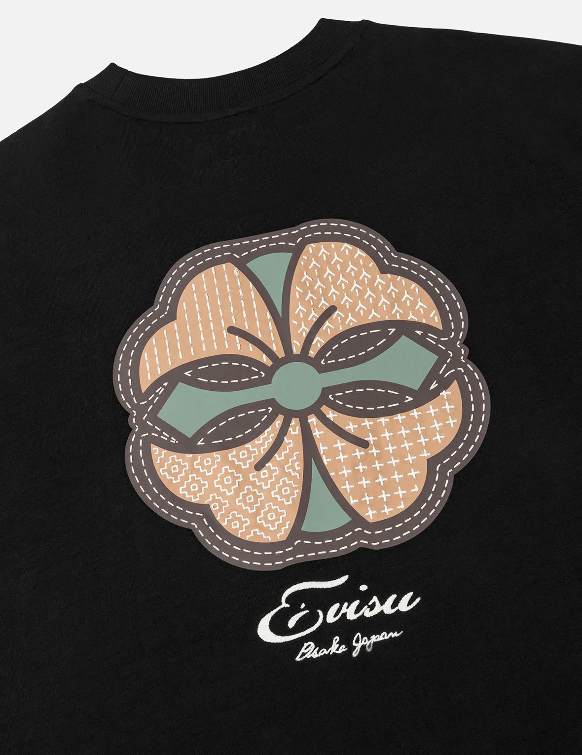 Sashiko-style Kamon Print Fashion Fit 2-in-1 Design Long-sleeve T-shirt - Image 14