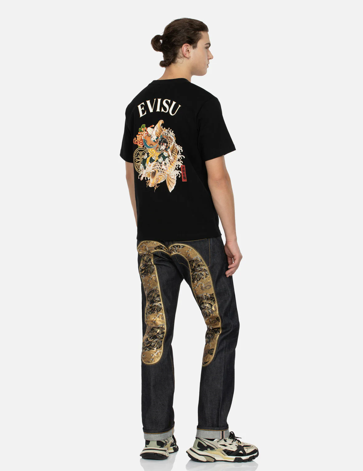 Sea God Print and Seagull Brocade Appliqué  Regular Fit T-shirt - Image 3