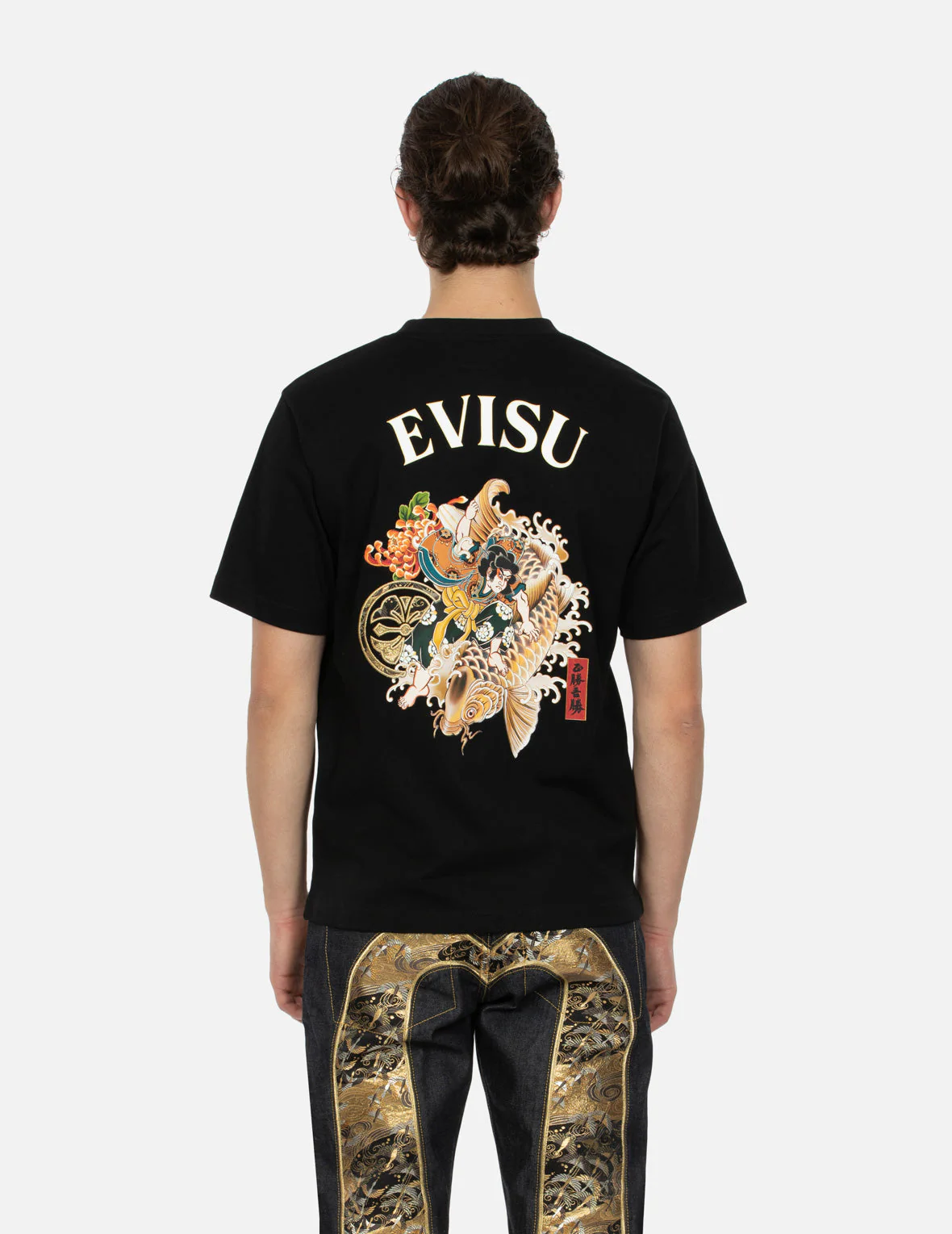 Sea God Print and Seagull Brocade Appliqué  Regular Fit T-shirt - Image 7