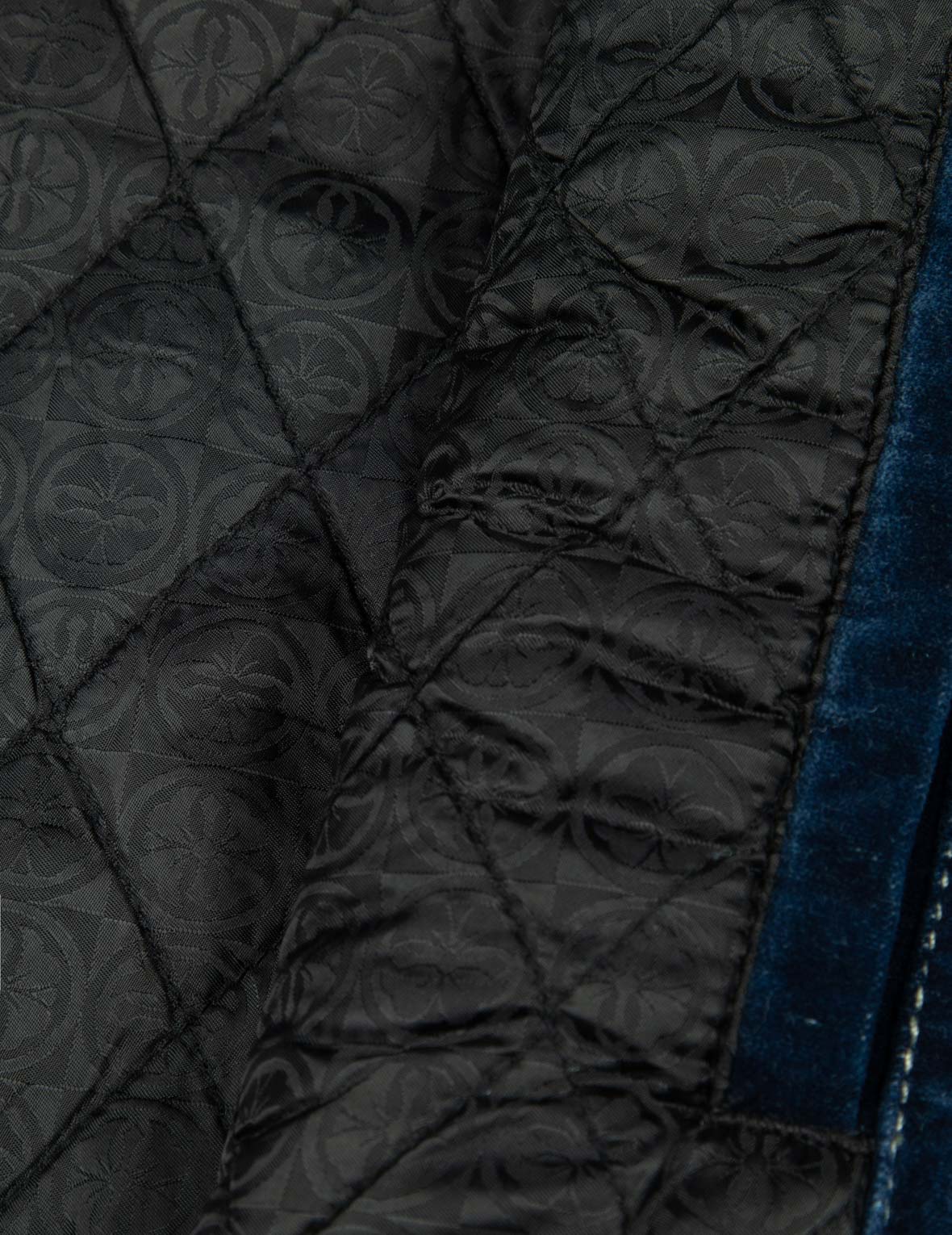 Seagull and Allover Kamon Embroidery Pockets Loose Fit Padded Denim Jacket - Image 14