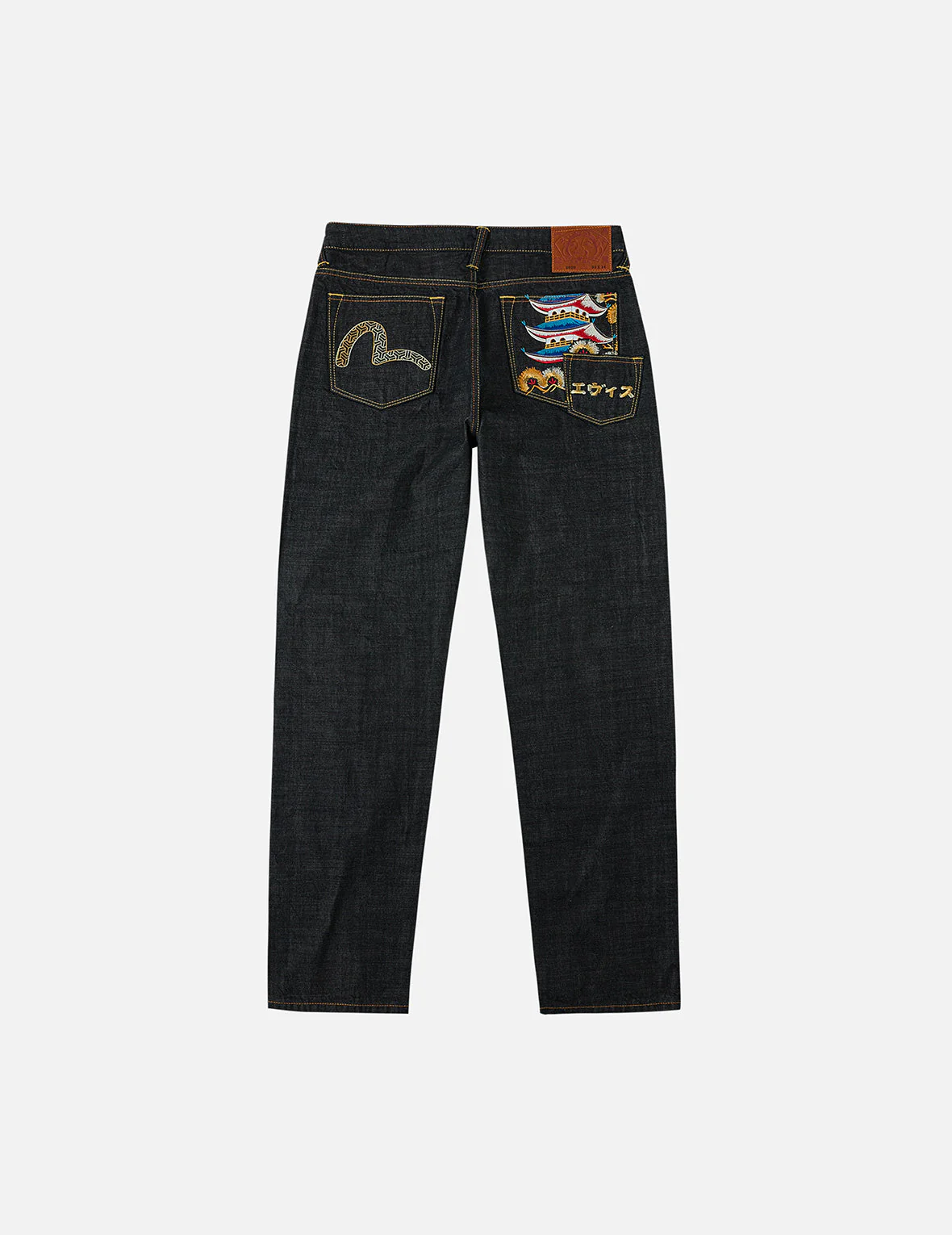 Seagull and Japanese Temple Embroidery Regular Fit Jeans #2020 - Image 3