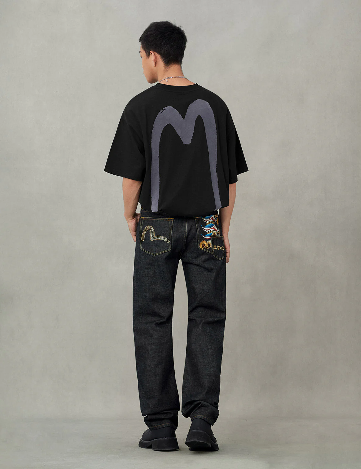 Seagull and Japanese Temple Embroidery Regular Fit Jeans #2020 - Image 6