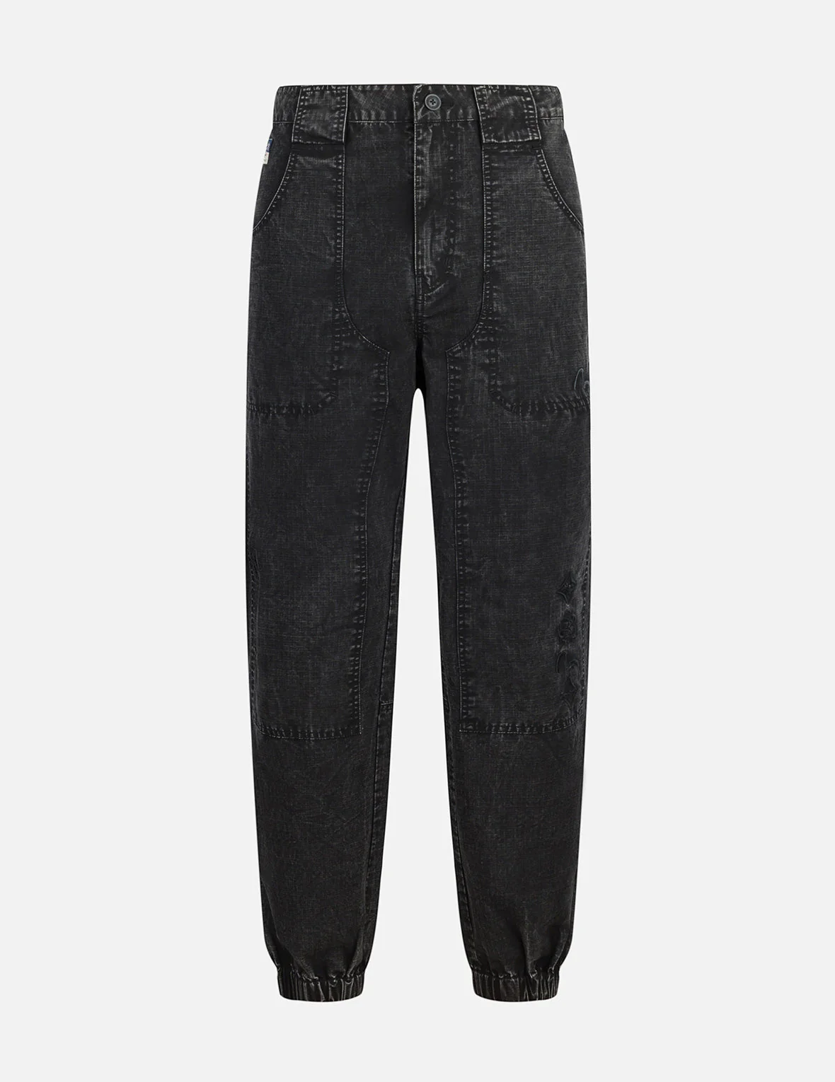 Seagull and Kamon Embroidery Straight Fit Woven Joggers - Image 3