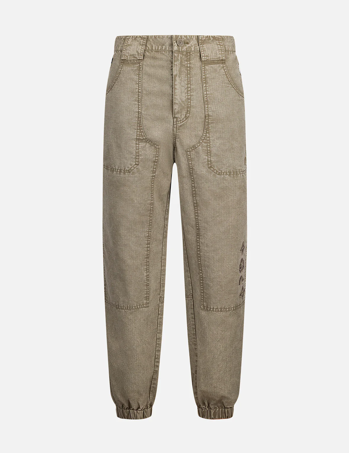 Seagull and Kamon Embroidery Straight Fit Woven Joggers - Image 4