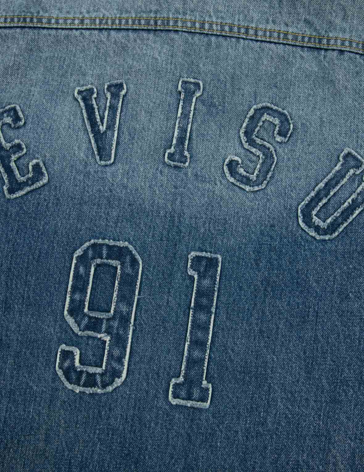 Seagull and Logo Appliqué Embroidery Boxy Denim Short-Sleeves Shirt - Image 13