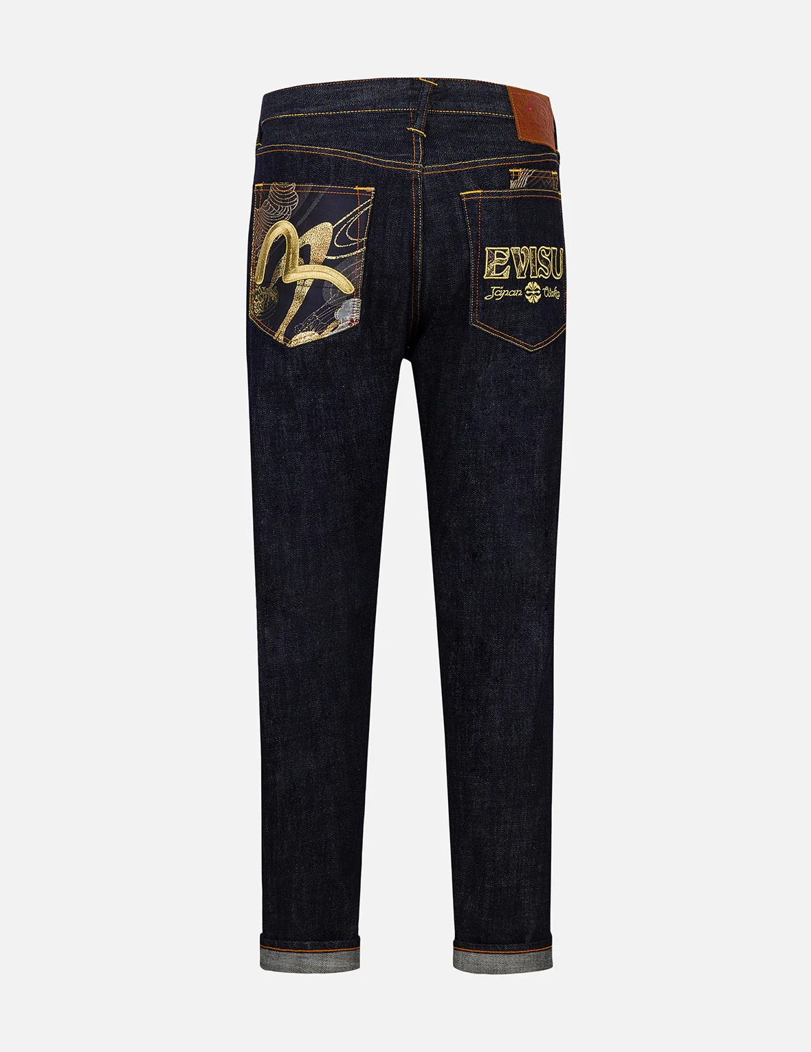 Seagull and Logo Brocade Appliqué Taper Fit Jeans #2017