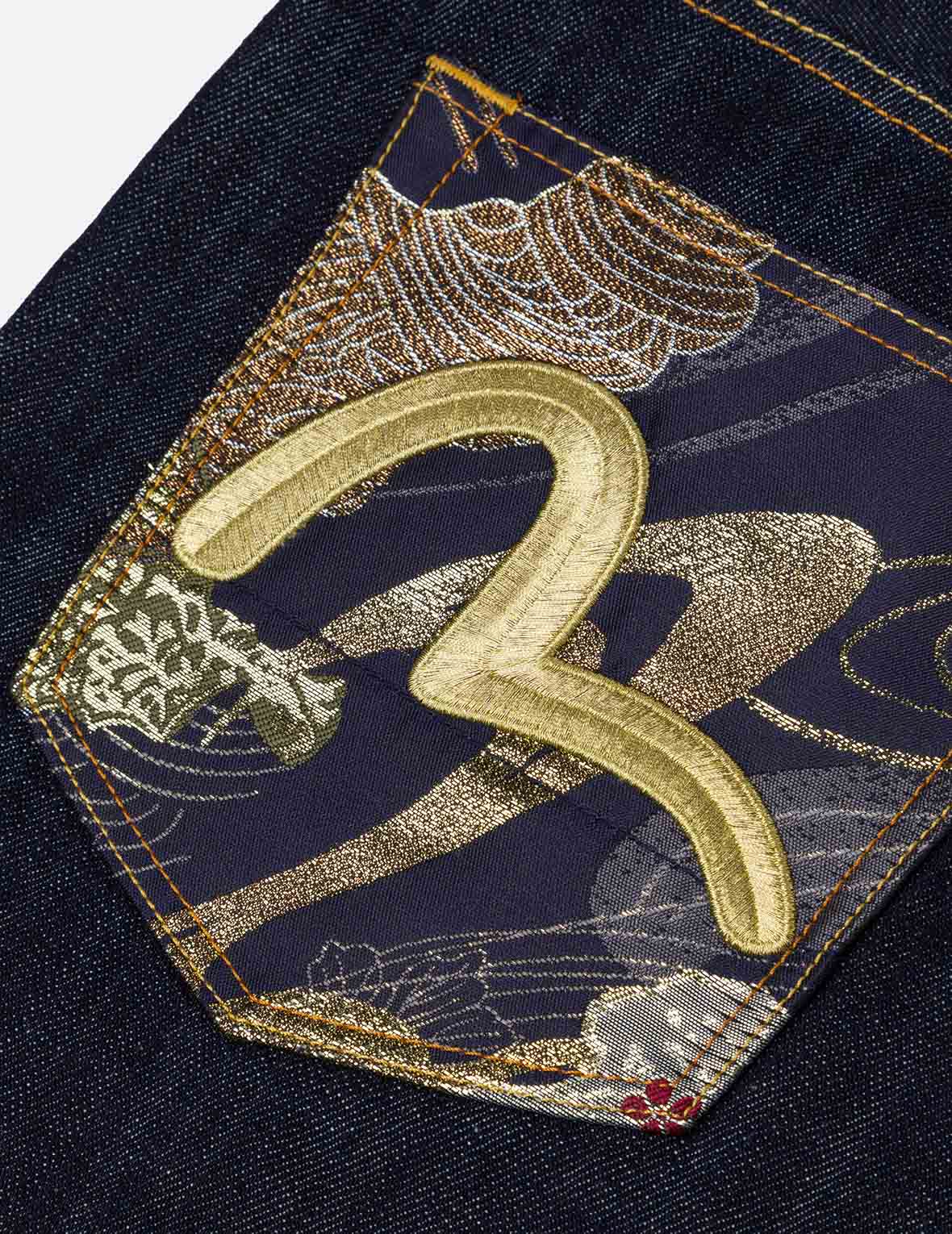 Seagull and Logo Brocade Appliqué Taper Fit Jeans #2017 - Image 4