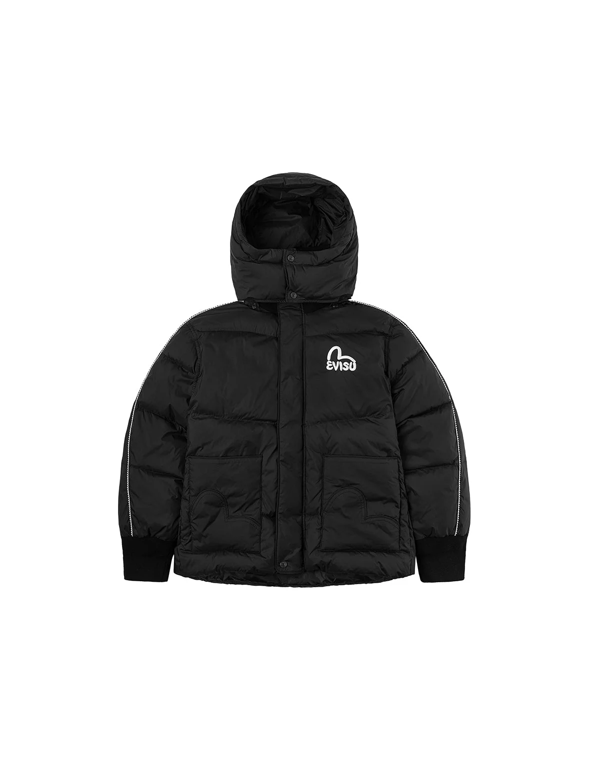 Seagull and Logo Embroidery Fashion Fit Down Jacket with Detachable Hood - Image 18